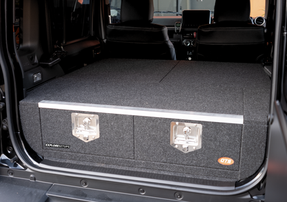 EXPLORESETUPS jimny xl storage drawer system modular carpeted twin drawer unit in rear cargo area