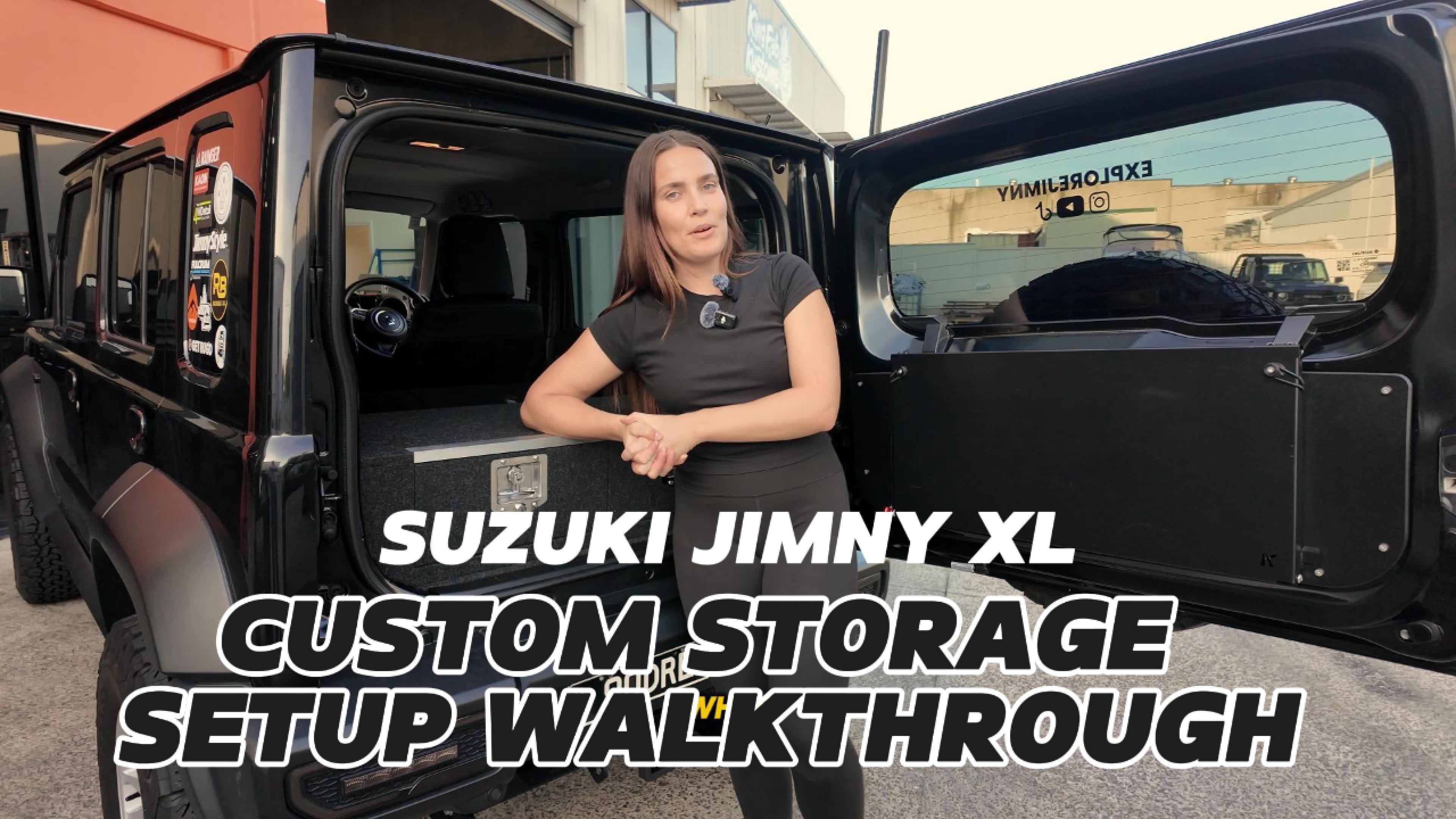 Load video: Suzuki Jimny XL custom storage setup walkthrough